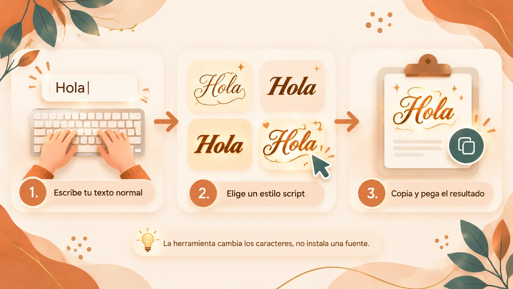 cómo funciona un generador de texto en cursiva Unicode