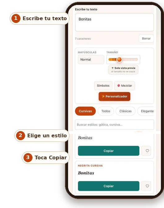 cómo usar el generador de texto en cursiva
