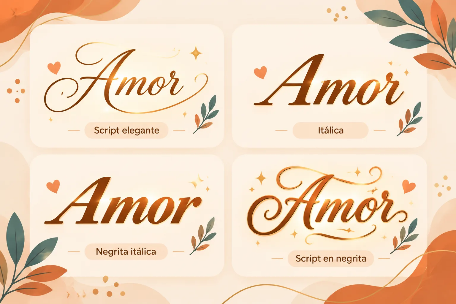 ejemplos de estilos de escritura elegante y texto en cursiva