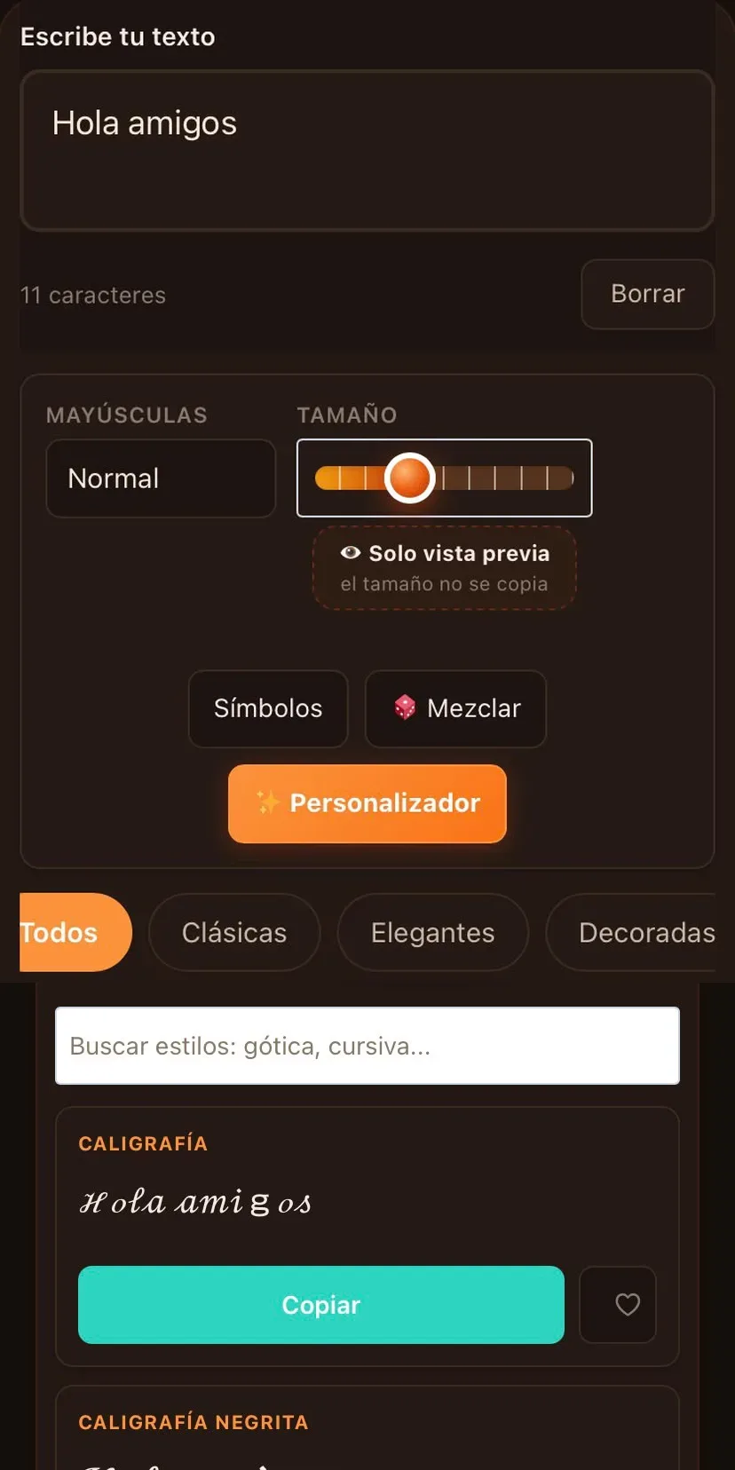 generador de letras bonitas en el celular
