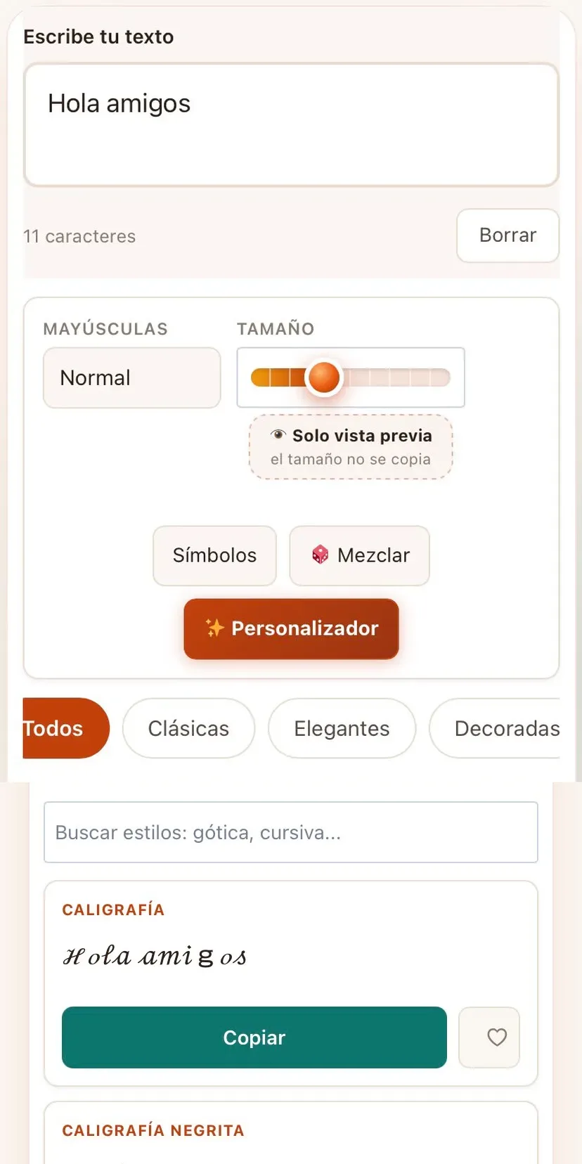 generador de letras bonitas en el celular